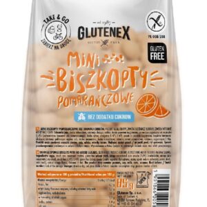 MINI BISZKOPTY POMARAŃCZOWE 85G BEZ DODATKU CUKRU GLUTENEX