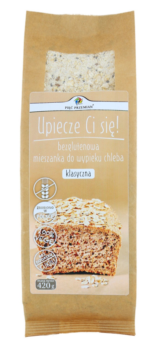 MIESZANKA NA CHLEB BEZGLUTENOWY KLASYCZNY 420G PIĘĆ PRZEMIAN