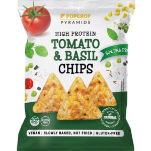 CHRUPKI PIRAMIDKI PROTEINOWE O SMAKU POMIDORA Z BAZYLIĄ BEZGLUTENOWE 60 g - POPCROP