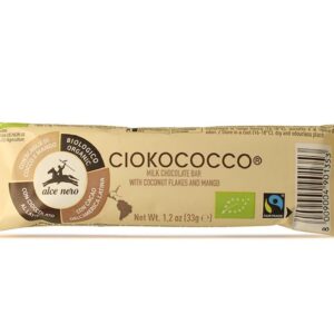 BATON Z NADZIENIEM KOKOS - MANGO - CHRUPKI ZBOŻOWE W POLEWIE Z MLECZNEJ CZEKOLADY FAIR TRADE BIO 33 g - ALCE NERO