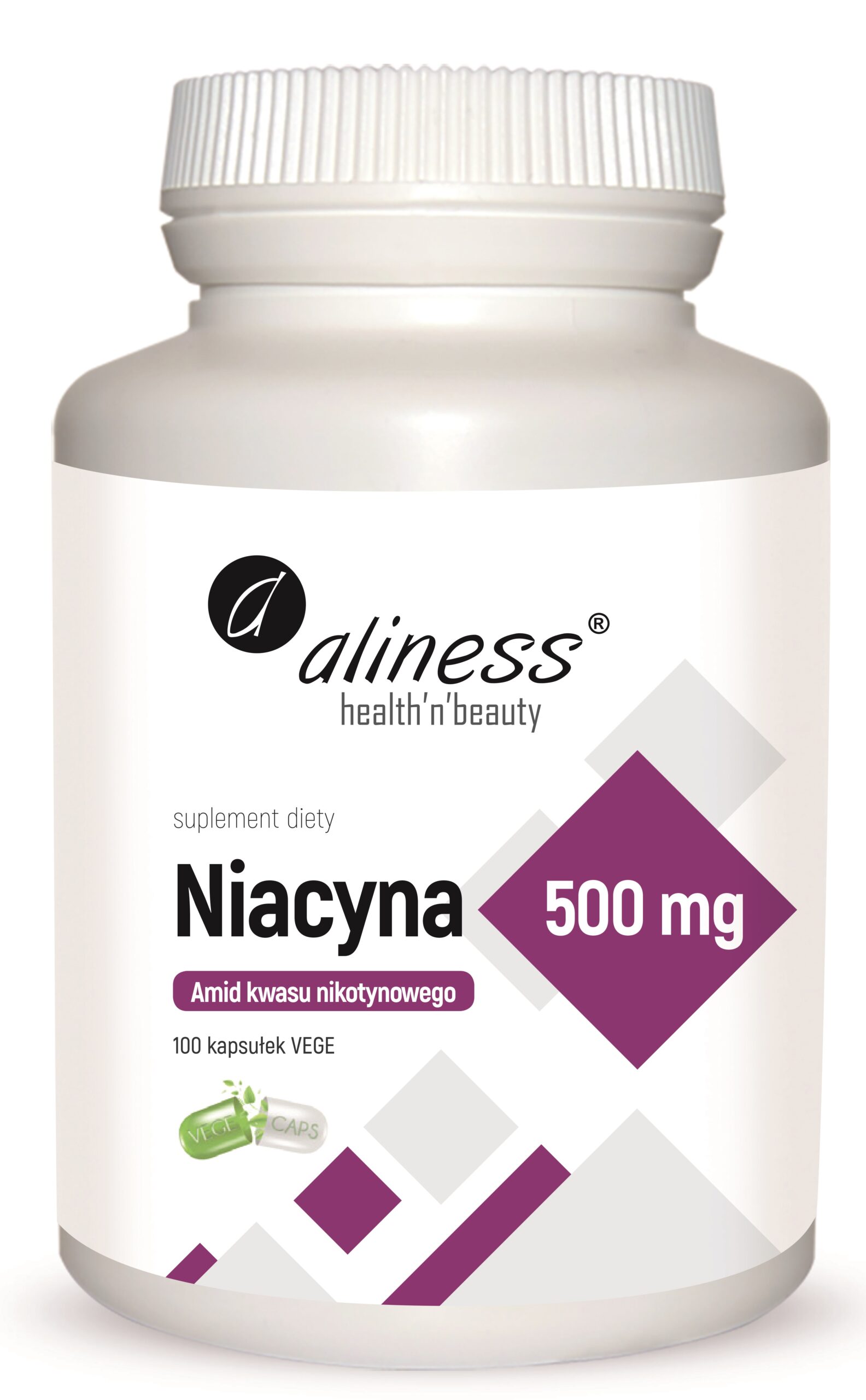 Niacyna, Amid kwasu nikotynowego 500 mg x 100 kaps VEGE ALINESS
