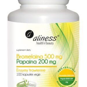 Bromelaina 500mg, Papaina 200 mg x 100 VEGE caps. ALINESS